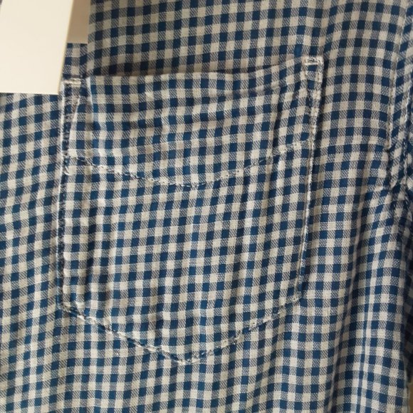 Hudson's Men's New! Saint Blue & White Checked Short Sleeve Button Shirt, Sm - Picture 4 of 16